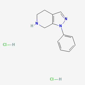 molecular formula C12H15Cl2N3 B13045303 1-Phenyl-4,5,6,7-tetrahydro-1H-pyrazolo[3,4-c]pyridine 2HCl 