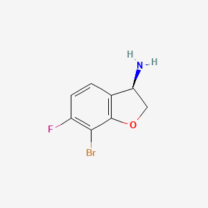 molecular formula C8H7BrFNO B13045328 (3R)-7-Bromo-6-fluoro-2,3-dihydrobenzo[B]furan-3-ylamine 