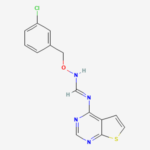 molecular formula C14H11ClN4OS B13045339 N'-[(3-chlorobenzyl)oxy]-N-thieno[2,3-d]pyrimidin-4-yliminoformamide 