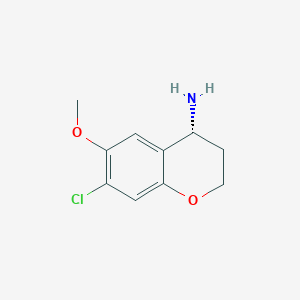 molecular formula C10H12ClNO2 B13045345 (R)-7-Chloro-6-methoxychroman-4-amine 