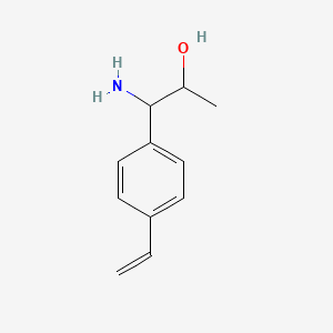 molecular formula C11H15NO B13045355 1-Amino-1-(4-ethenylphenyl)propan-2-OL 