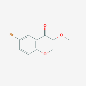 molecular formula C10H9BrO3 B13045382 6-Bromo-3-methoxy-3,4-dihydro-2H-1-benzopyran-4-one 