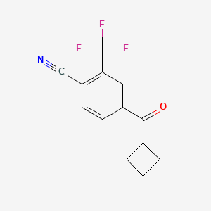 molecular formula C13H10F3NO B13045513 4-(Cyclobutanecarbonyl)-2-(trifluoromethyl)benzonitrile 