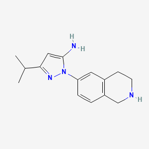 molecular formula C15H20N4 B13045596 3-Isopropyl-1-(1,2,3,4-tetrahydroisoquinolin-6-YL)-1H-pyrazol-5-amine 