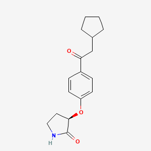 molecular formula C17H21NO3 B13045607 (R)-3-(4-(2-Cyclopentylacetyl)phenoxy)pyrrolidin-2-one 