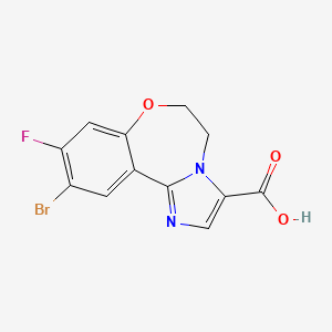 molecular formula C12H8BrFN2O3 B13045641 10-Bromo-9-fluoro-5,6-dihydrobenzo[F]imidazo[1,2-D][1,4]oxazepine-3-carboxylic acid 