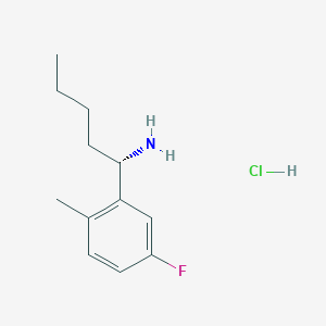 molecular formula C12H19ClFN B13045699 (S)-1-(5-Fluoro-2-methylphenyl)pentan-1-amine hcl 