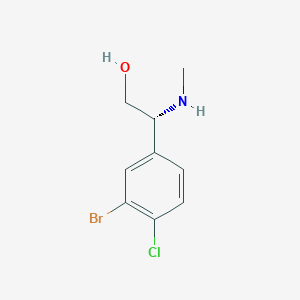 molecular formula C9H11BrClNO B13045736 (R)-2-(3-Bromo-4-chlorophenyl)-2-(methylamino)ethan-1-OL 