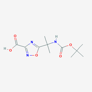 molecular formula C11H17N3O5 B13045786 5-(2-((Tert-butoxycarbonyl)amino)propan-2-YL)-1,2,4-oxadiazole-3-carboxylic acid 