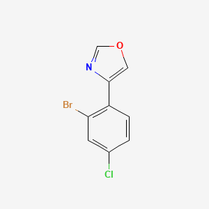 molecular formula C9H5BrClNO B13045816 4-(2-Bromo-4-chlorophenyl)oxazole 