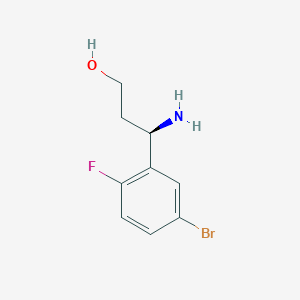 molecular formula C9H11BrFNO B13045861 (R)-3-Amino-3-(5-bromo-2-fluorophenyl)propan-1-OL 