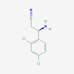 molecular formula C9H8Cl2N2 B13045865 (3R)-3-Amino-3-(2,4-dichlorophenyl)propanenitrile 