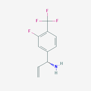 molecular formula C10H9F4N B13045910 (1R)-1-[3-Fluoro-4-(trifluoromethyl)phenyl]prop-2-enylamine 