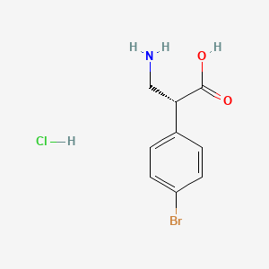 molecular formula C9H11BrClNO2 B13045917 (R)-3-Amino-2-(4-bromophenyl)propanoic acid hcl 