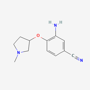 molecular formula C12H15N3O B13045978 3-Amino-4-((1-methylpyrrolidin-3-YL)oxy)benzonitrile 