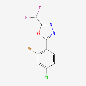 molecular formula C9H4BrClF2N2O B13046083 2-(2-Bromo-4-chlorophenyl)-5-(difluoromethyl)-1,3,4-oxadiazole 