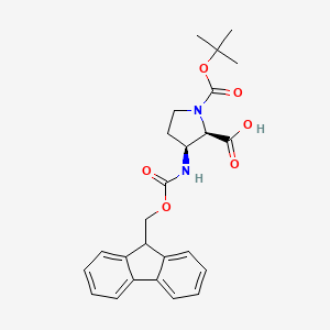 molecular formula C25H28N2O6 B13046284 (2R,3S)-3-((((9H-fluoren-9-yl)methoxy)carbonyl)amino)-1-(tert-butoxycarbonyl)pyrrolidine-2-carboxylic acid 