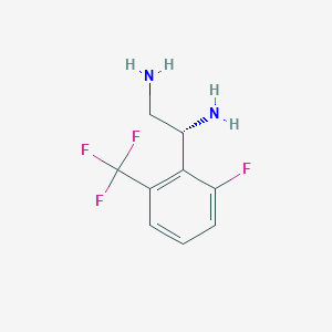 molecular formula C9H10F4N2 B13046332 (1R)-1-[6-Fluoro-2-(trifluoromethyl)phenyl]ethane-1,2-diamine 