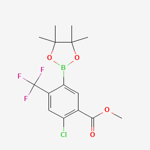 molecular formula C15H17BClF3O4 B13046336 Methyl 2-chloro-5-(4,4,5,5-tetramethyl-1,3,2-dioxaborolan-2-YL)-4-(trifluoromethyl)benzoate 