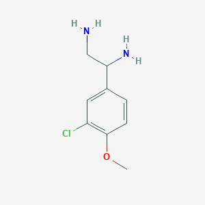 molecular formula C9H13ClN2O B13046357 1-(3-Chloro-4-methoxyphenyl)ethane-1,2-diamine 