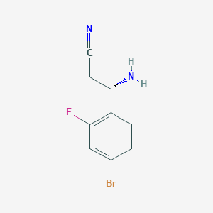 molecular formula C9H8BrFN2 B13046394 (3S)-3-Amino-3-(4-bromo-2-fluorophenyl)propanenitrile 