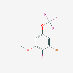 molecular formula C8H5BrF4O2 B13046412 1-Bromo-2-fluoro-3-methoxy-5-(trifluoromethoxy)benzene 