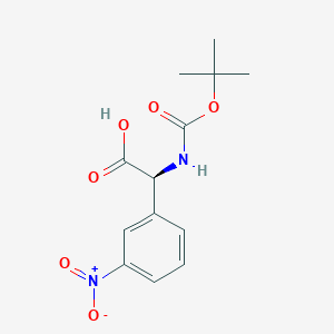 molecular formula C13H16N2O6 B13046496 (S)-2-((Tert-butoxycarbonyl)amino)-2-(3-nitrophenyl)acetic acid 