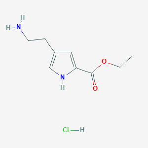 molecular formula C9H15ClN2O2 B13046500 Ethyl 4-(2-aminoethyl)-1H-pyrrole-2-carboxylate hcl 