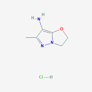 molecular formula C6H10ClN3O B13046530 6-Methyl-2,3-dihydropyrazolo[5,1-B]oxazol-7-amine hcl 