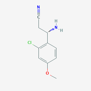 molecular formula C10H11ClN2O B13046533 (3S)-3-Amino-3-(2-chloro-4-methoxyphenyl)propanenitrile 