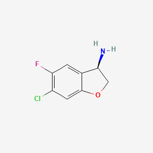 molecular formula C8H7ClFNO B13046602 (3R)-6-Chloro-5-fluoro-2,3-dihydrobenzo[B]furan-3-ylamine 