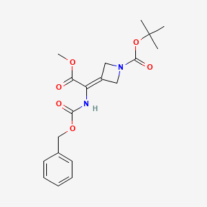 molecular formula C19H24N2O6 B13046650 tert-butyl 3-(1-(Benzyloxycarbonylamino)-2-methoxy-2-oxoethylidene)azetidine-1-carboxylate 