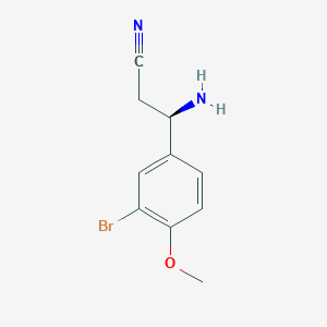 molecular formula C10H11BrN2O B13046681 (3R)-3-Amino-3-(3-bromo-4-methoxyphenyl)propanenitrile 