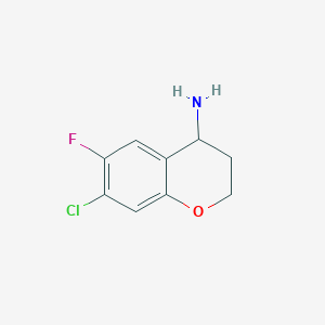 molecular formula C9H9ClFNO B13046699 7-Chloro-6-fluorochroman-4-amine 