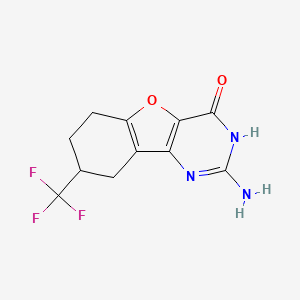 molecular formula C11H10F3N3O2 B13046723 2-Amino-8-(trifluoromethyl)-6,7,8,9-tetrahydrobenzofuro[3,2-D]pyrimidin-4(1H)-one 