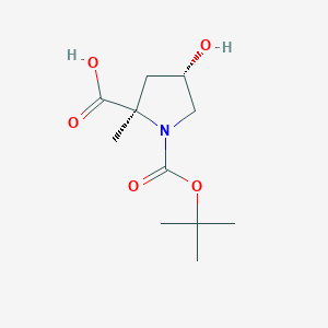 molecular formula C11H19NO5 B13046755 (2R,4S)-1-(Tert-butoxycarbonyl)-4-hydroxy-2-methylpyrrolidine-2-carboxylic acid 