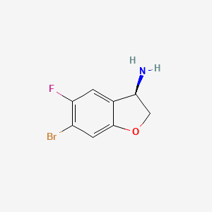 molecular formula C8H7BrFNO B13046796 (3R)-6-Bromo-5-fluoro-2,3-dihydrobenzo[B]furan-3-ylamine 