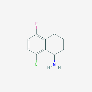 molecular formula C10H11ClFN B13046810 8-Chloro-5-fluoro-1,2,3,4-tetrahydronaphthalen-1-amine 