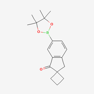 molecular formula C18H23BO3 B13046814 6'-(4,4,5,5-Tetramethyl-1,3,2-dioxaborolan-2-YL)spiro[cyclobutane-1,2'-inden]-1'(3'H)-one 