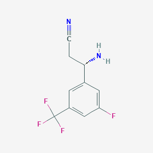 molecular formula C10H8F4N2 B13046881 (3S)-3-Amino-3-[5-fluoro-3-(trifluoromethyl)phenyl]propanenitrile 