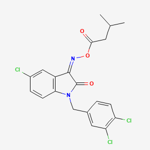 5-chloro-1-(3,4-dichlorobenzyl)-3-{[(3-methylbutanoyl)oxy]imino}-1,3-dihydro-2H-indol-2-one