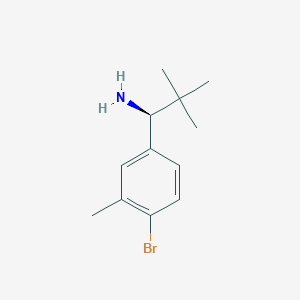 molecular formula C12H18BrN B13046985 (S)-1-(4-Bromo-3-methylphenyl)-2,2-dimethylpropan-1-amine 