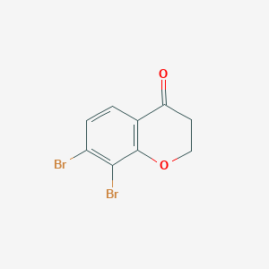 molecular formula C9H6Br2O2 B13047001 7,8-Dibromochroman-4-one 