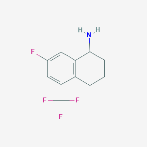 molecular formula C11H11F4N B13047023 7-Fluoro-5-(trifluoromethyl)-1,2,3,4-tetrahydronaphthalen-1-amine 