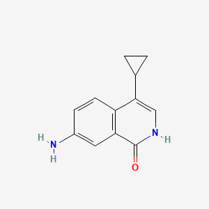 molecular formula C12H12N2O B13047080 7-Amino-4-cyclopropylisoquinolin-1(2H)-one 