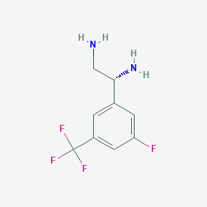 molecular formula C9H10F4N2 B13047086 (1R)-1-[5-Fluoro-3-(trifluoromethyl)phenyl]ethane-1,2-diamine 