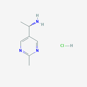 molecular formula C7H12ClN3 B13047087 (S)-1-(2-Methylpyrimidin-5-YL)ethan-1-amine hcl 