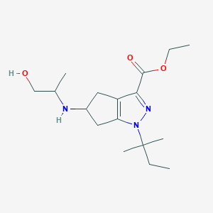 molecular formula C17H29N3O3 B13047096 Ethyl 5-((1-hydroxypropan-2-YL)amino)-1-(tert-pentyl)-1,4,5,6-tetrahydrocyclopenta[C]pyrazole-3-carboxylate CAS No. 2177259-27-5