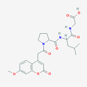 molecular formula C25H31N3O8 B130471 2-[[2-[[1-[2-(7-Methoxy-2-oxochromen-4-yl)acetyl]pyrrolidine-2-carbonyl]amino]-4-methylpentanoyl]amino]acetic acid CAS No. 140430-56-4