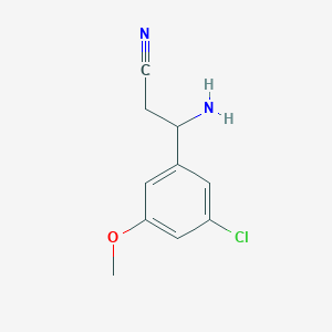 molecular formula C10H11ClN2O B13047108 3-Amino-3-(3-chloro-5-methoxyphenyl)propanenitrile 